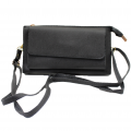 10016- GREY PU LEATHER TRI POCKET CLUTCH / CROSS BODY BAG